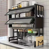 ORGANIZADOR Y ESCURRIDOR DE PLATOS DE 3 NIVELES CON DOBLE TAPA DE 85 CM